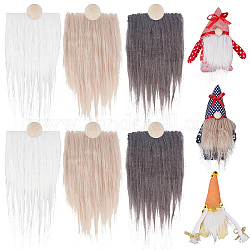 Barbe de costume de barbe de gnome en laine artificielle, décorations de fête et de fête, avec des perles en bois  , grises , 210~220x90x1.5mm, 15mm