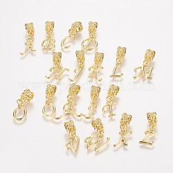 Legierung europäischen baumeln Charme, Große lochanhänger, Briefanhänger, golden, zufällige gemischte Buchstaben, 24~30 mm, Bohrung: 5 mm