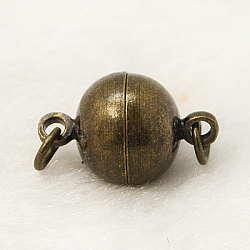 Латунные магнитные застежки с петлями, без никеля , круглые, античная бронза, 16x10 мм, отверстие : 2 мм