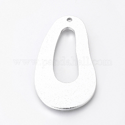 Eco-Friendly Aluminium Pendants, Laser Cut Pendants, teardrop, Silver, 64x35x2~2.5mm, Hole: 3mm