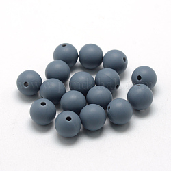 Perle di silicone ecologiche per uso alimentare, tondo, grigio ardesia, 12mm, Foro: 2 mm