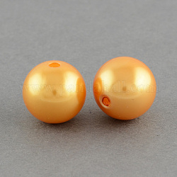 ABS Plastic Imitation Pearl Round Beads, Coral, 6mm, Hole: 2mm, about 5000pcs/500g