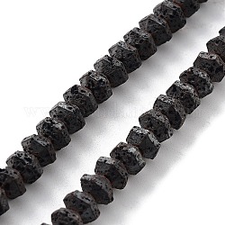 Brins de perles de pierre de lave naturelle, hexagone givré, 4x6x6.5mm, Trou: 1mm, Environ 94 pcs/chapelet, 15.75 pouce (40 cm)