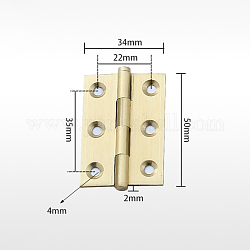 Bisagra de latón, accesorios para puertas de armarios y mesas, la luz de oro, 50x34x1.4mm, agujero: 4 mm