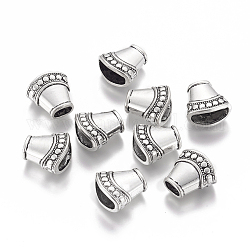 Tibetan Style Bead Caps, Lead Free and Cadmium Free, Trapezoid, Antique Silver, 15.5x16x9.5mm, Hole: 7mm, Inner Size: 13x6mm, about 455pcs/1000g