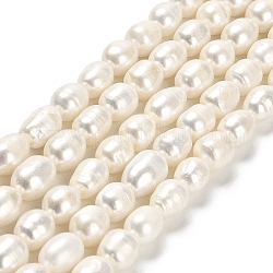 Fili di perle di perle d'acqua dolce coltivate naturali, riso, grado a, bianco floreale, 9~10x8~8.5mm, Foro: 0.5 mm, circa 33pcs/filo, 13.58 pollice (34.5 cm)