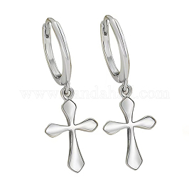 Modische S925 Sterling Silber Kreuz Creolen, mit schlichtem und hochwertigem Design, Silber, 26x9x11 mm