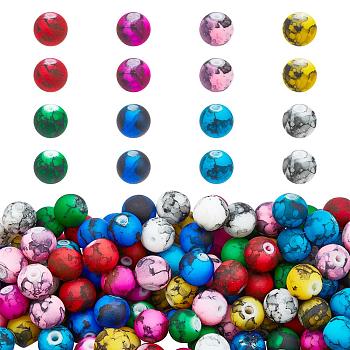 Perles de verre peintes de cuisson ph pandahall 8mm, 240pcs 10 perles de verre de couleur pour la fabrication de bijoux collier adultes, boucle, fabrication de cadeaux de Noël
