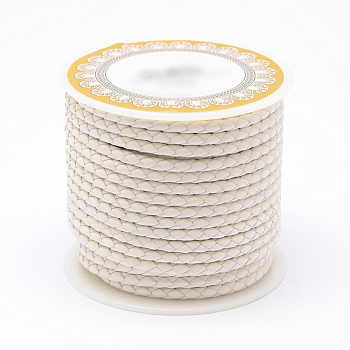 Geflochtene Rindslederband, Lederseilschnur für Armbänder, weiß, 6 mm, ca. 3.82 Yard (3.5m)/Rolle
