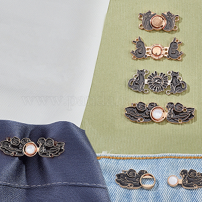 8 Pcs Button for Jeans Dress Too Big, Metal Adjustable Waist Buckles Pant Jean Tightener Buttons 4 Styles Fashion Snap