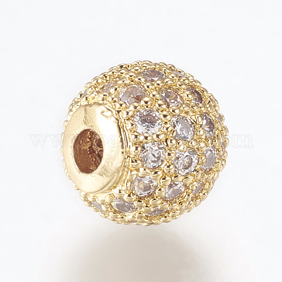 Perline zirconi micro pave  in ottone&nbsp;ZIRC-E134-8mm-04G-1