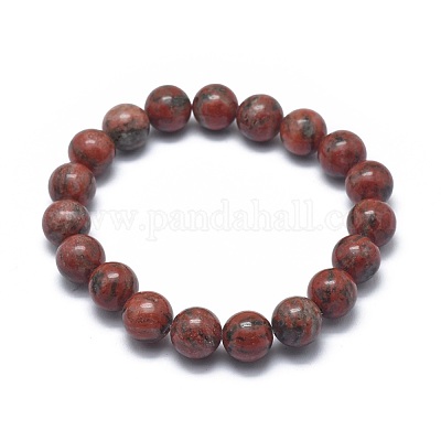 Bracelets extensibles en jaspe sésame naturel / perle de jaspe kiwi&nbsp;BJEW-K212-B-037-1