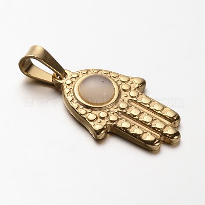 Couleur D'Or Mauvais Oeil Pendentif - Acier Inoxydable Collier Pour