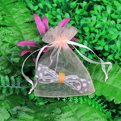 Rectangle organza sacs à cordon&nbsp;CON-PW0001-054B-21-1
