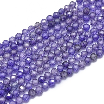 15 In Strand of 3 MM Cubic Zirconia Round Faceted Beads- Purple