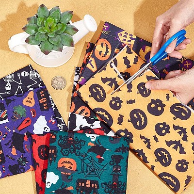 Tessuto in policotone stampato halloween&nbsp;DIY-WH0032-07B-1