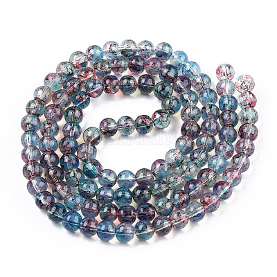 Chapelet de perles en verre baking paint&nbsp;DGLA-Q023-8mm-DB60-01-1