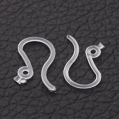 Plastic Earring Hooks, Ear Wire, with Horizontal Loop, Clear