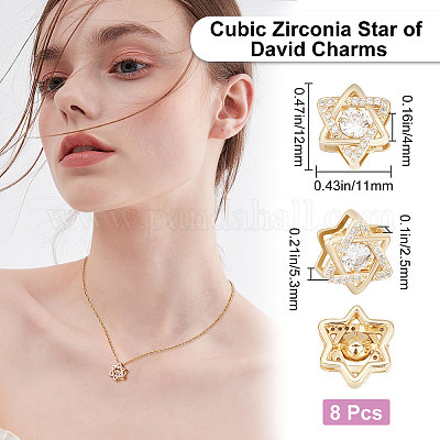 Wholesale Beebeecraft 8Pcs/Box Star of David Charms Clear Cubic Zirconia  Six-Pointed Star Charms Jewelry Making Findings for DIY Bracelet Necklace  Earring Making 