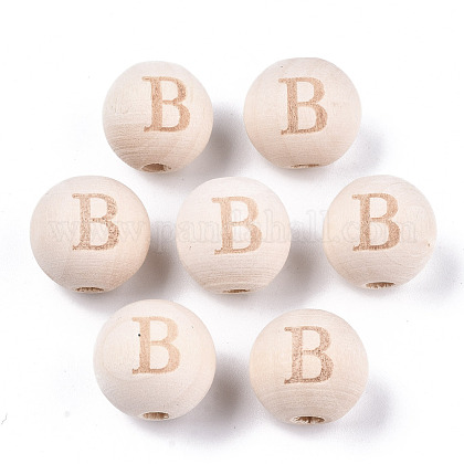 Unfinished Natural Wood European Beads WOOD-S045-143A-01B-1