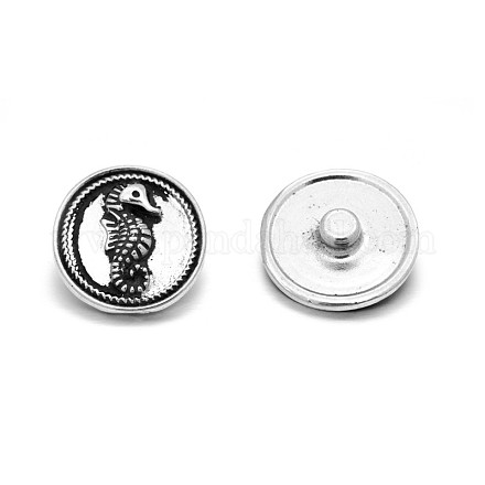 Plat rond avec cheval de mer de style tibétain boutons alliage émail des bijoux snap SNAP-D003-10-NR-1