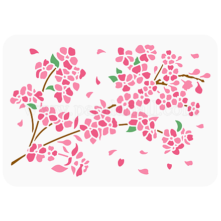 FINGERINSPIRE Plum Blossom Painting Stencil 8.3x11.7inch Large Plum Flowers Blossom Drawing Template Reusable Cherry Blossom Stencil for Painting Decorative Floral Pattern Template for DIY Crafts DIY-WH0396-657-1