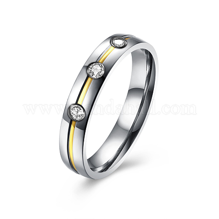Regalos del día de san valentín anillos de pareja de circonita cúbica de acero titanio para mujer RJEW-BB16490-7P-1
