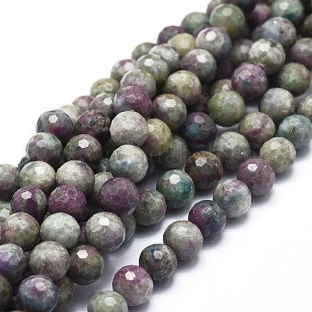 Chapelets de perles de rubis en zoïsite naturelle G-D0010-11-8mm-1