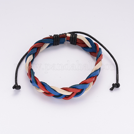 Регулируемые плетеные браслеты кожаный шнур BJEW-I227-02A-1