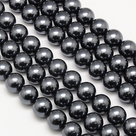 Eco-Friendly Dyed Glass Pearl Round Beads Strands HY-A002-10mm-RB030-1