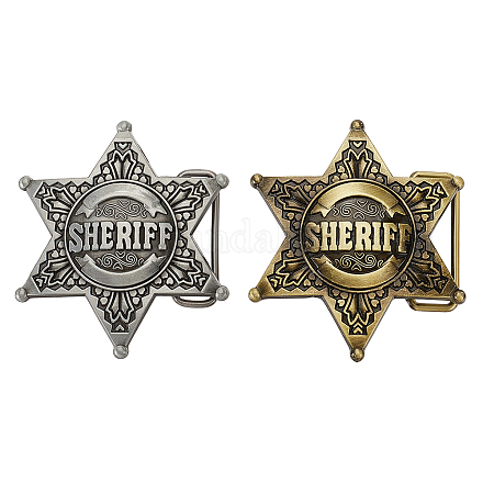 2 pièces 2 couleurs boucle de ceinture de shérif occidental en alliage de style vintage pour hommes AJEW-FG0003-11-1