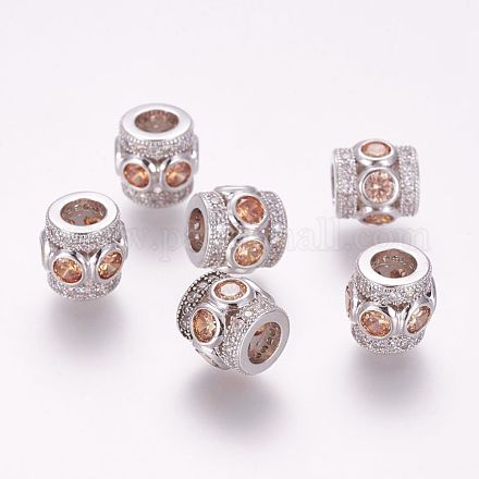 Perles européennes en laiton avec zircone cubique de micro pave ZIRC-G091-25P-04-1