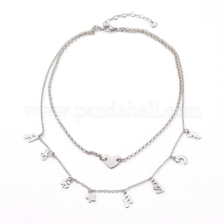 304 doppelschichtige Halsketten aus Edelstahl NJEW-JN03350-1