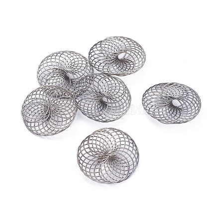 Iron Flat Round Wire Beads IFIN-E375Y-B-1