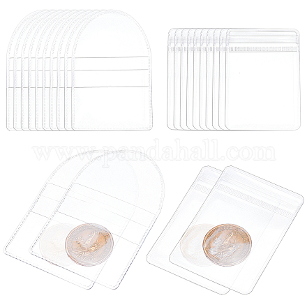 OLYCRAFT 100 Pcs Single Pocket Coin Flips 2 Styles Individual Clear Plastic Sleeves Holders Coin Collecting Supplies for Coins Jewelry Small Items Storage ABAG-OC0001-01-1