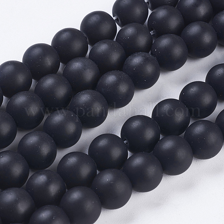 Chapelets de perle en pierre noire synthétique G-R345-10mm-38-1-1