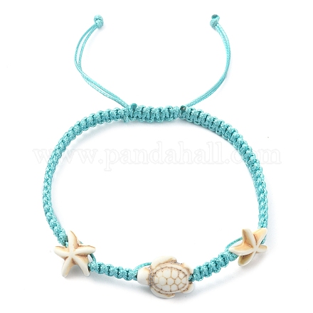 Bracelets de cheville en perles synthétiques turquoise AJEW-AN00554-02-1
