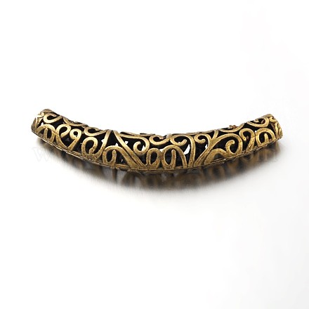 Tibetan Style Alloy Hollow Curved Tube Beads TIBEB-S002-AB-NR-1