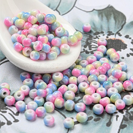 Perles de rocaille en verre de couleurs opaques bicolores SEED-E005-02C-1