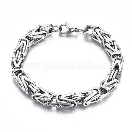 201 bracelet chaîne byzantine café en acier inoxydable pour homme femme BJEW-S057-65-1