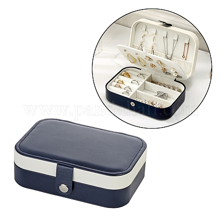 Прямоугольная коробка-органайзер для набора ювелирных изделий из искусственной кожи с кнопкой PW-WG79315-03-1