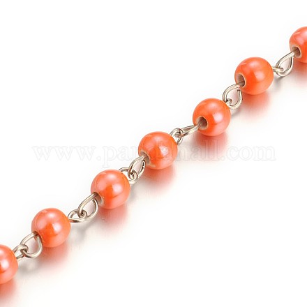 Pearlized handgefertigten Porzellan runden Perlen Ketten für Halsketten Armbänder machen AJEW-JB00094-02-1