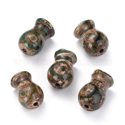 Perles dzi à 3 œil de style tibétain TDZI-G009-B19-1