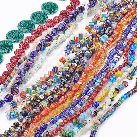 Handmade Millefiori Glass Beads Strands LAMP-G130-03-1