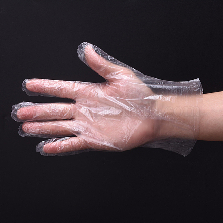 使い捨て手袋  ポリエチレン手袋  透明  26.5x25.5cm  100個/袋 AJEW-E034-87-1