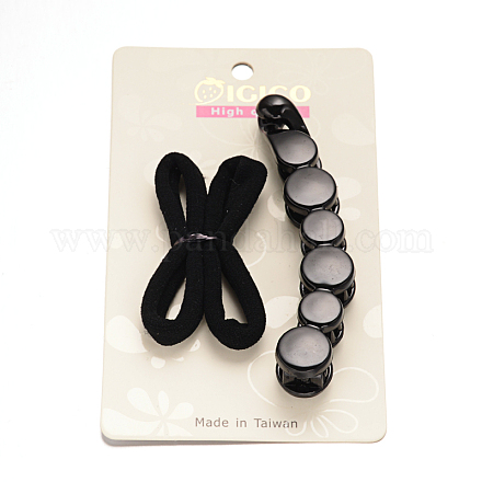 Elastic Nylon Hair Ties and Plastic Hair Clips Hair Accessories Sets OHAR-M020-02-1