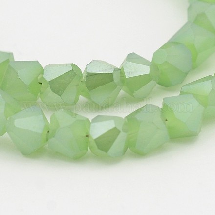 Chapelets de perles en verre électrolytique d'imitation jade EGLA-J076-FR10-1