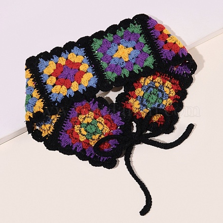 Bandeaux élastiques en coton au crochet à fleurs colorées OHAR-PW0005-01A-1