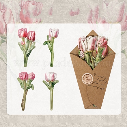 8 pz 4 stili adesivi decorativi in carta con fiori adesivi PW-WG14038-02-1