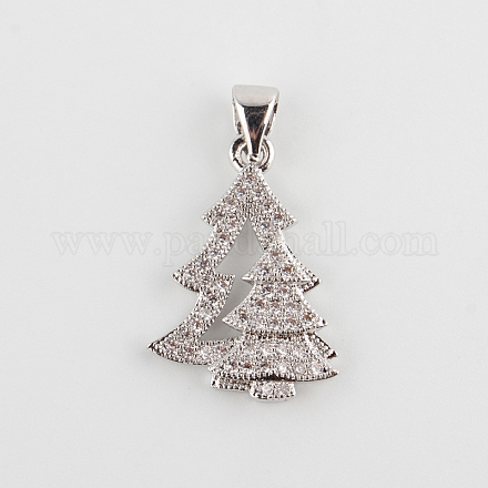 Filigrana Natale micro albero ottone spianare pendenti zirconi ZIRC-P002-15-1